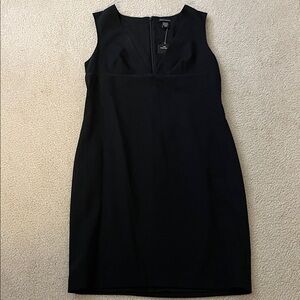 Vintage Moda International Black V-Neck Dress, Size 14 NWT